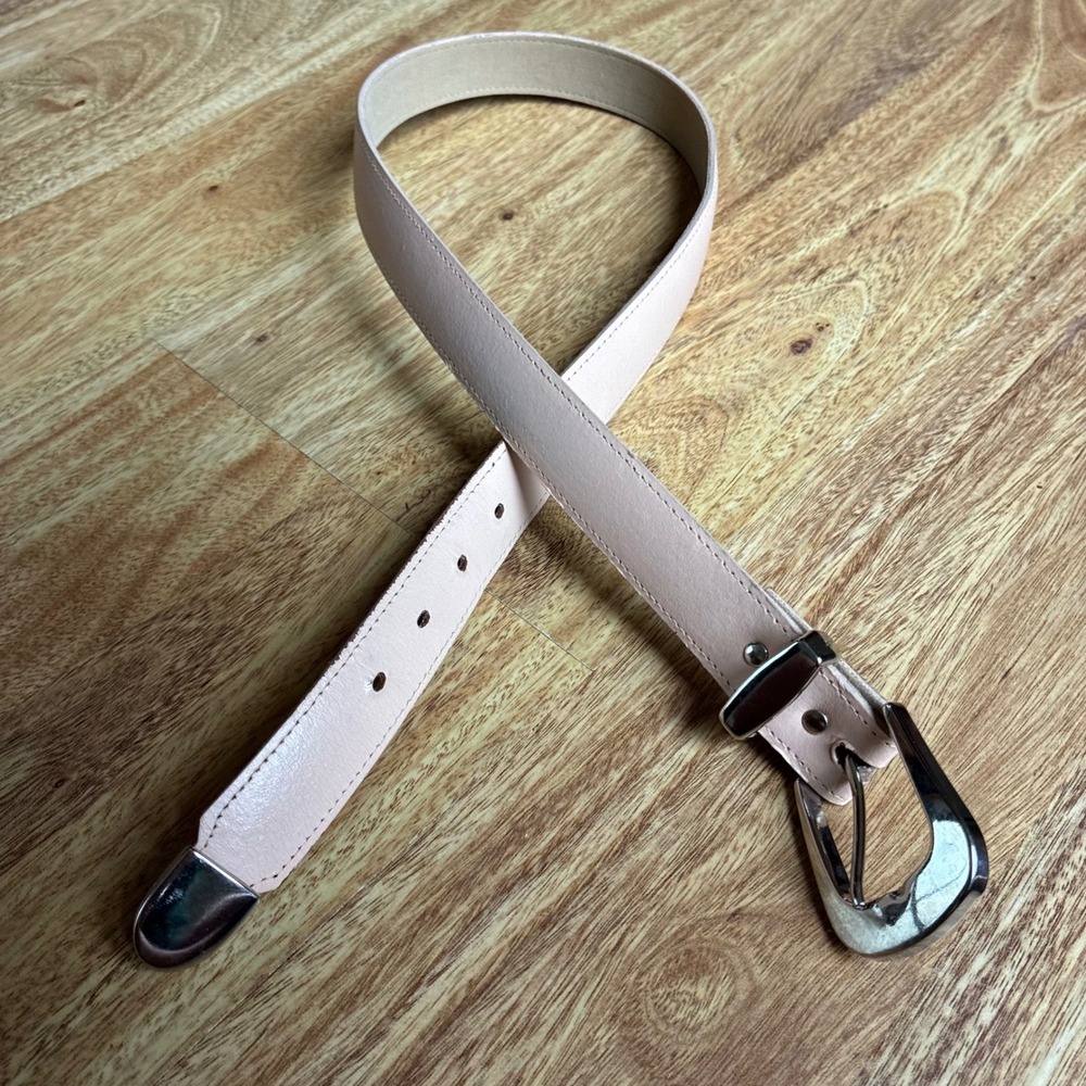 Western Leather Belt Blush Pink Silver Buckle Small Medium Boho Cowgirl Rodeo